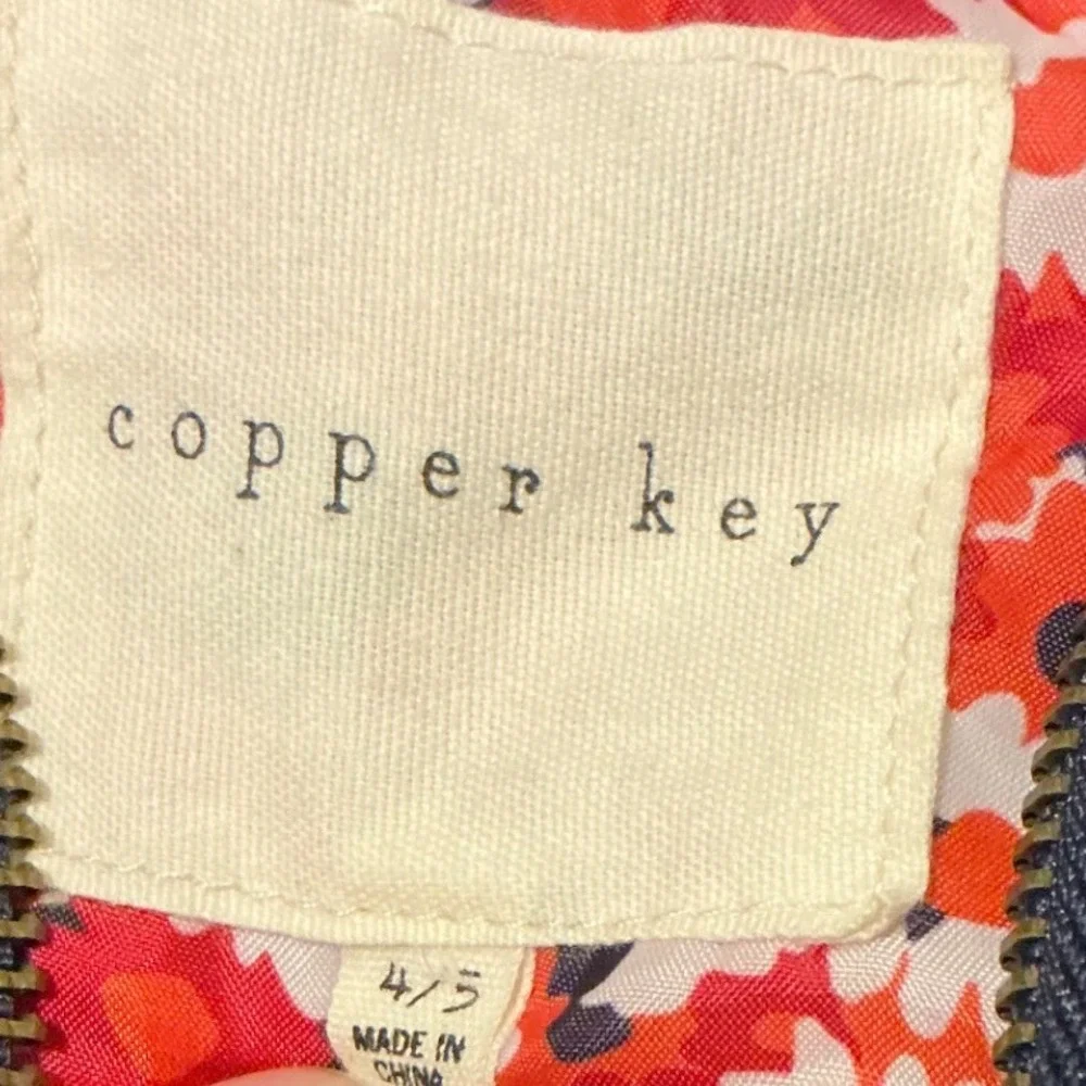 Copper Key Girls Navy Puffer Vest Floral Lining Ruffle Trim‎ Size 4/5